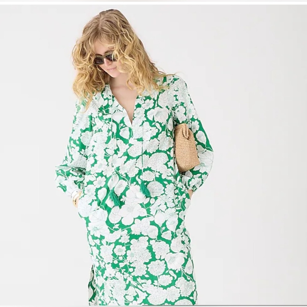 J.Crew V-neck tunic dress in Kelly floral cotton poplin